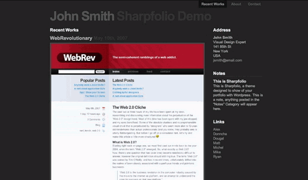 Sharpfolio in 100 Excellent Free WordPress Themes