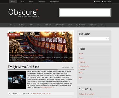 Obscure2 in 40 Free High-Quality WordPress Themes