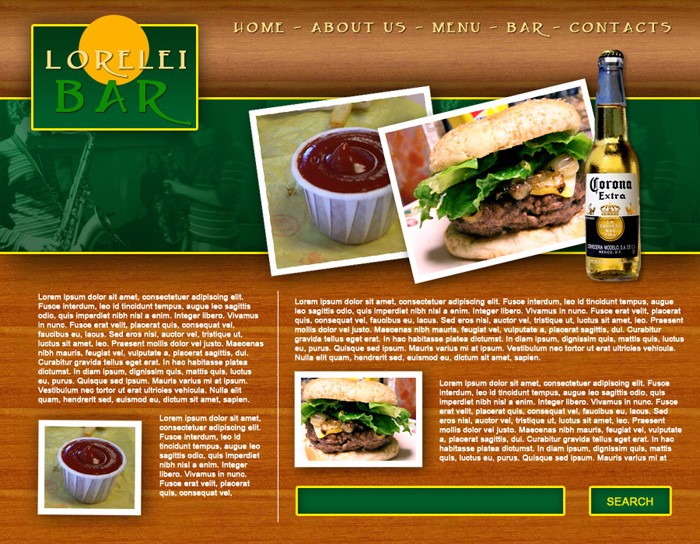 Design a Full Template for Bar Restorant Website Layout - PS Tutorials Lorelei Web Design