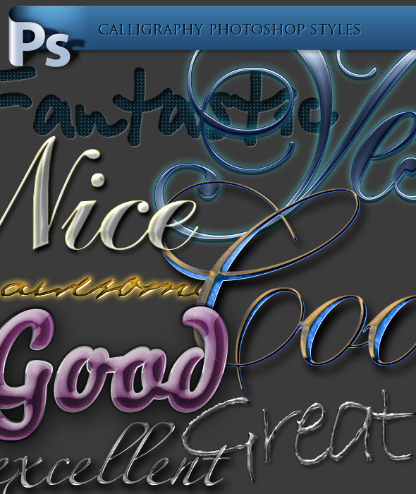 Download Fantastic Collection of Photoshop Styles - Text Effects for Calligraphy - Blog Lorelei Web Design
