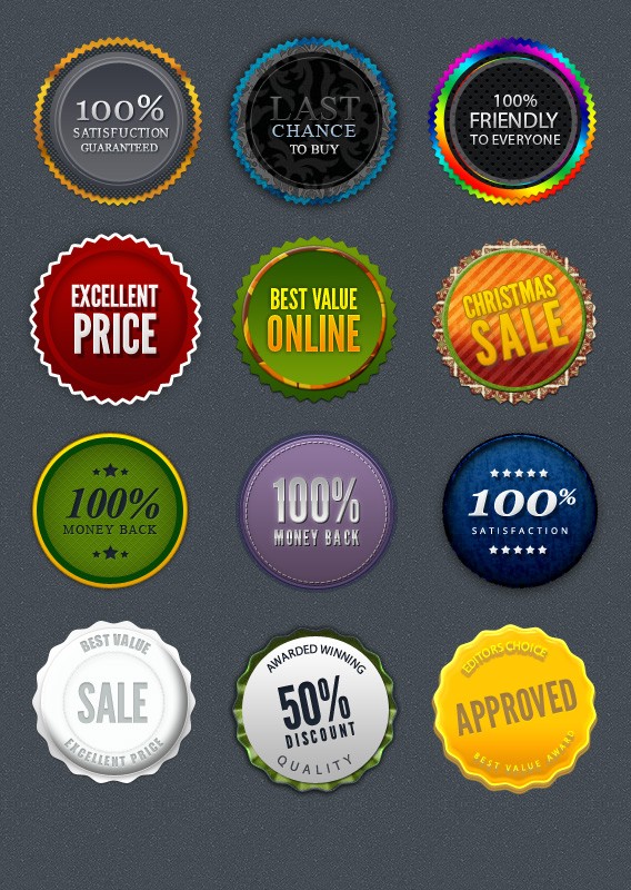 Download 10 Beautiful Badges for Web Design - Layer Styles Lorelei Web Design