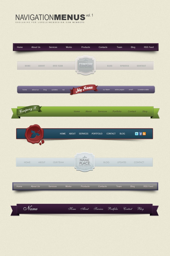 Premium Download: Navigation Menus Design - Volume 1 - Premium Downloads Lorelei Web Design