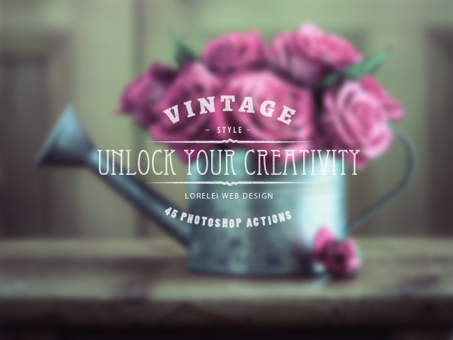 Download A Super Bundle of 45 Vintage Actions "Unlock Your Creativity" - Premium Downloads Lorelei Web Design