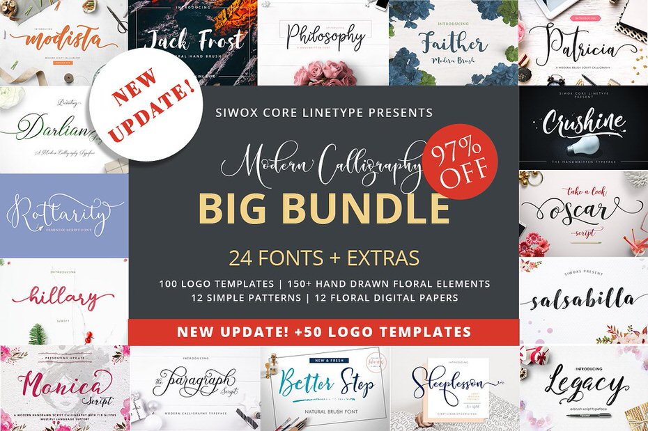 Download Calligraphy Font Bundle - 97% OFF Regular Price - Featured Lorelei Web Design