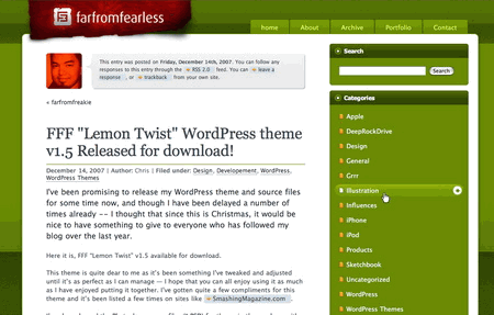 Lemontwist in 100 Excellent Free WordPress Themes