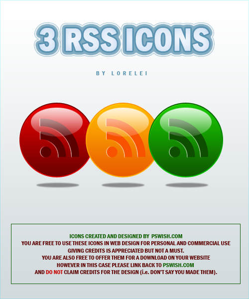 Download: RSS Feed Icons - Glossy Balls - Blog Lorelei Web Design RSS icons - glossy balls, great design for your feed